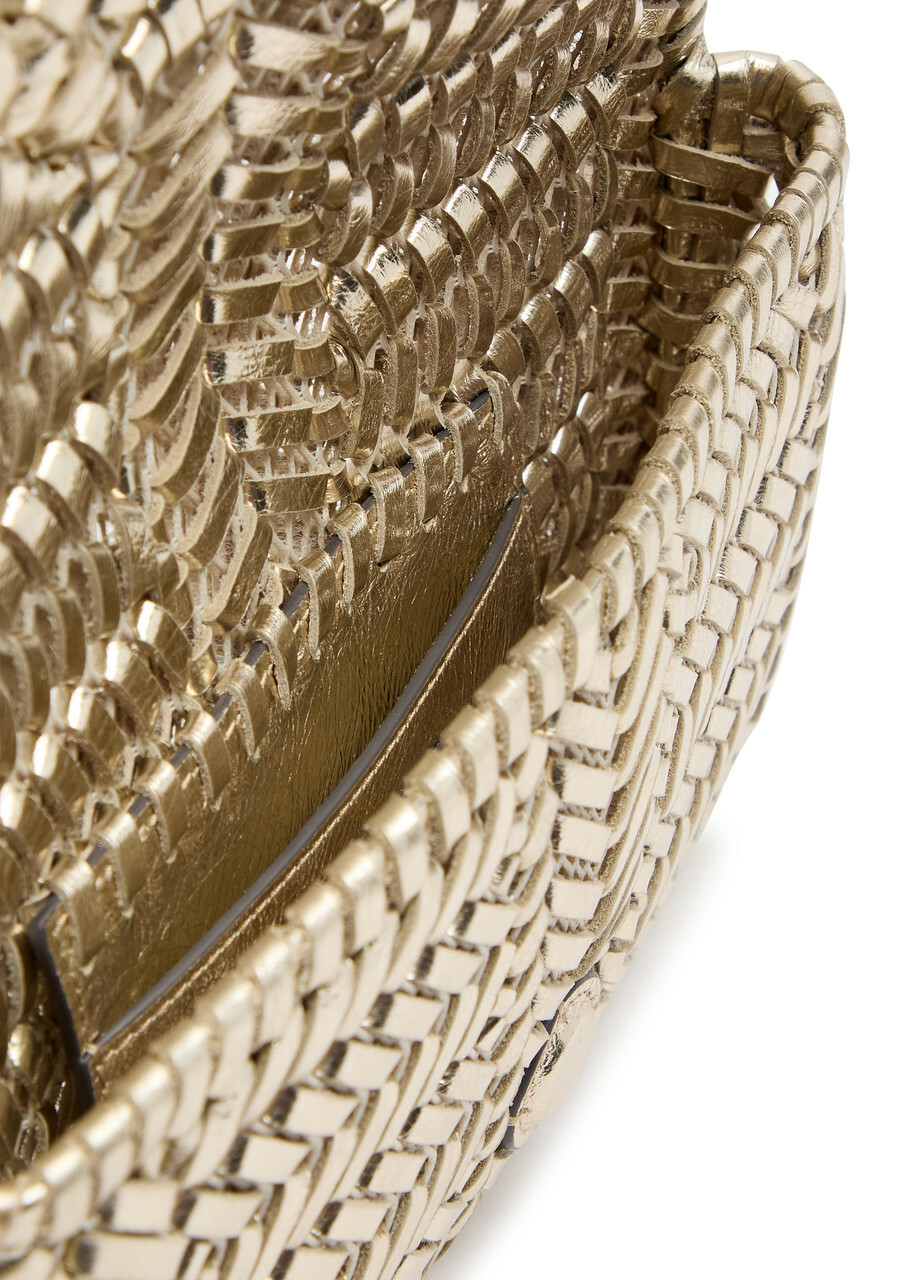 Anya Hindmarch The Neeson Tassel Woven Metallic Leather Clutch - Nude - One Size