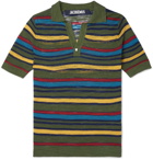 Jacquemus - Slim-Fit Striped Knitted Cotton-Blend Polo Shirt - Green