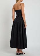 Tove Amina Gathered Cotton Midi Dress Black