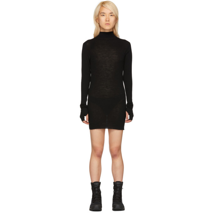 Boris Bidjan Saberi Black Rib Turtleneck Dress