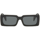 Prada Eyewear Black Rectangle Acetate Script Logo Sunglasses