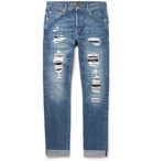 Alexander McQueen - Skinny-Fit Distressed Selvedge Denim Jeans - Men - Indigo