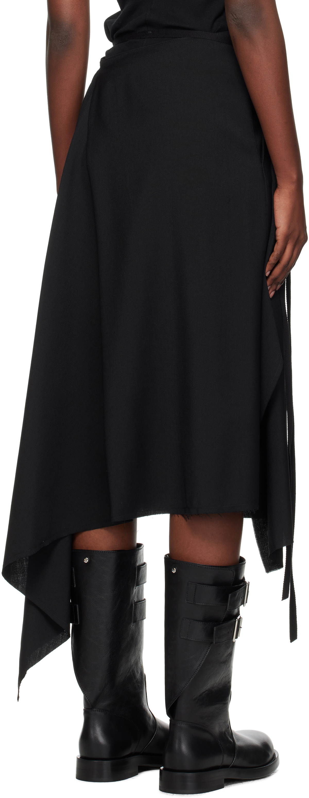 Ann Demeulemeester Black Ylva Wrap Midi Skirt