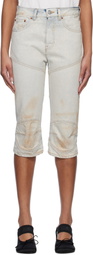 MM6 Maison Margiela Blue Panel Sprayed Capri Denim Shorts
