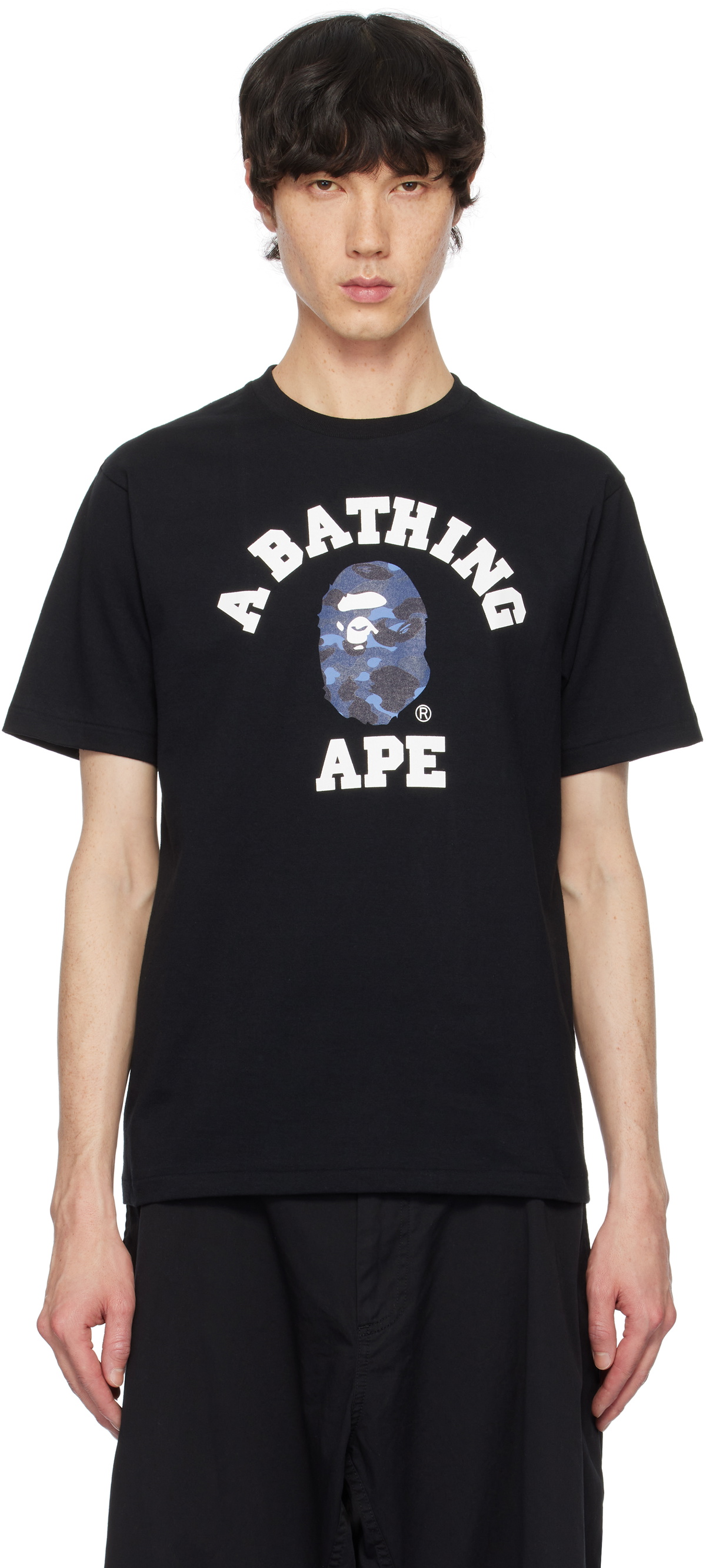 Tシャツ・カットソー BAPE Color Camo College L/S T-Shirt Black Navy BAPE Black Color Camo College T-shirt A Bathing Ape