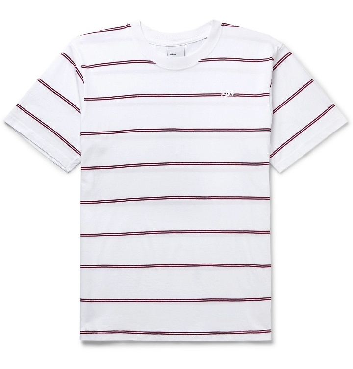 Photo: Adsum - Logo-Embroidered Striped Cotton-Jersey T-Shirt - White