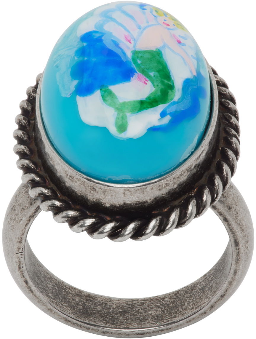 Marni Silver & Blue Cabochon Ring
