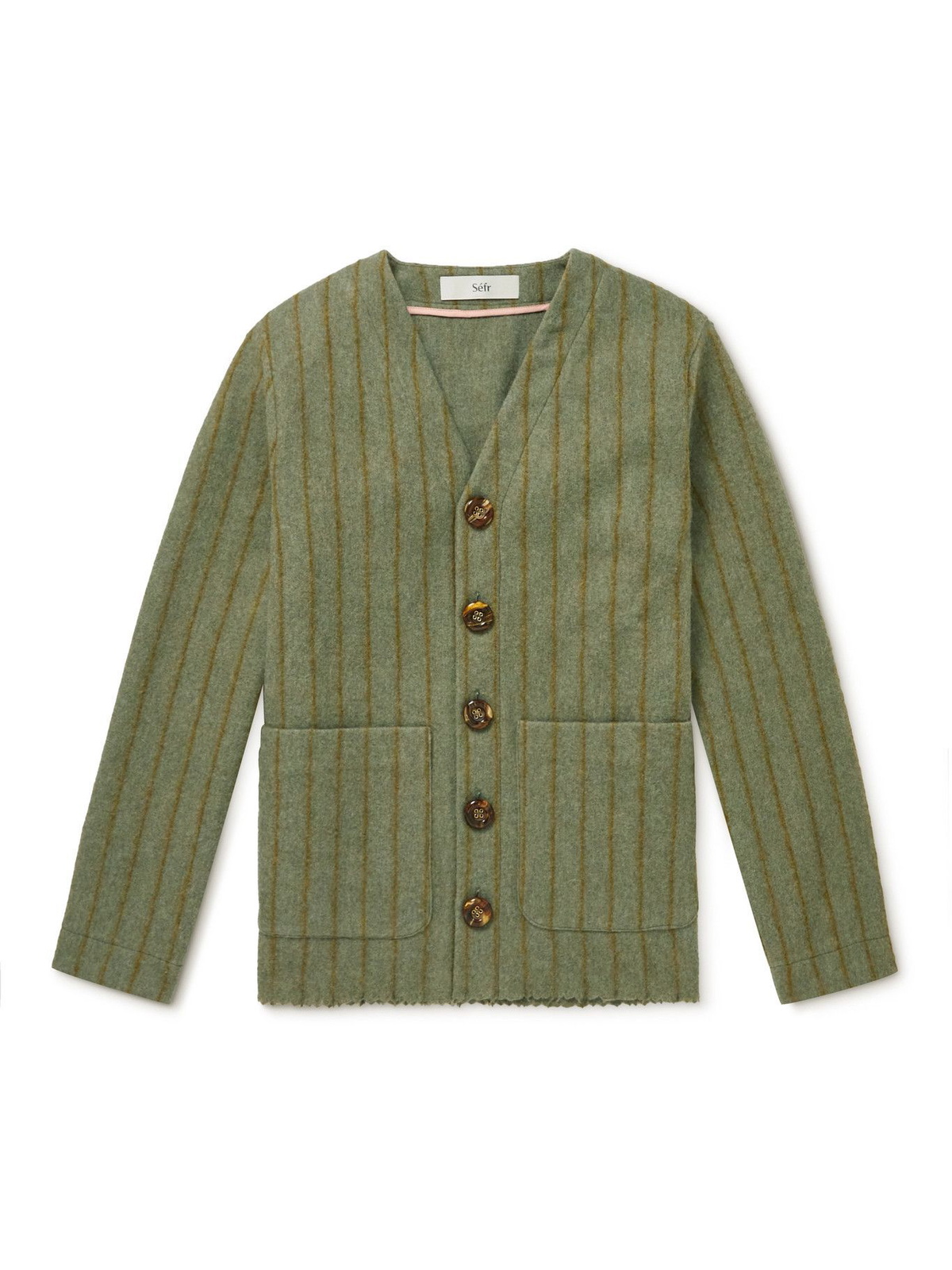 Séfr - Gote Striped Wool-Blend Cardigan - Green Séfr