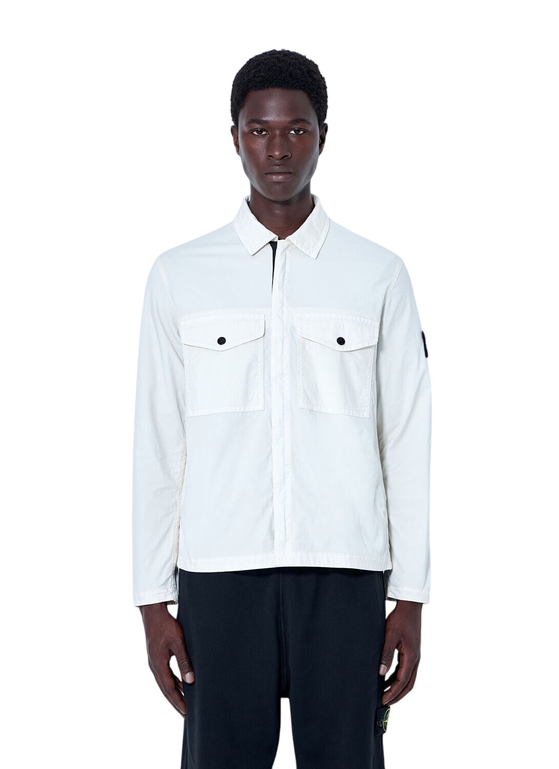Stone Island Tela Smerigliata Garment Dyed Zip Overshirt Stone Island