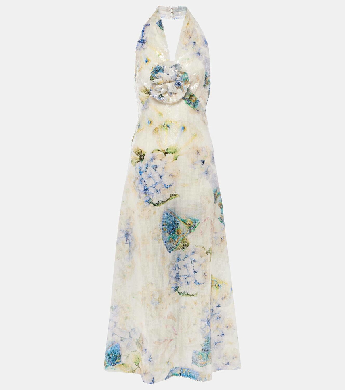 Rodarte Floral sequined midi dress