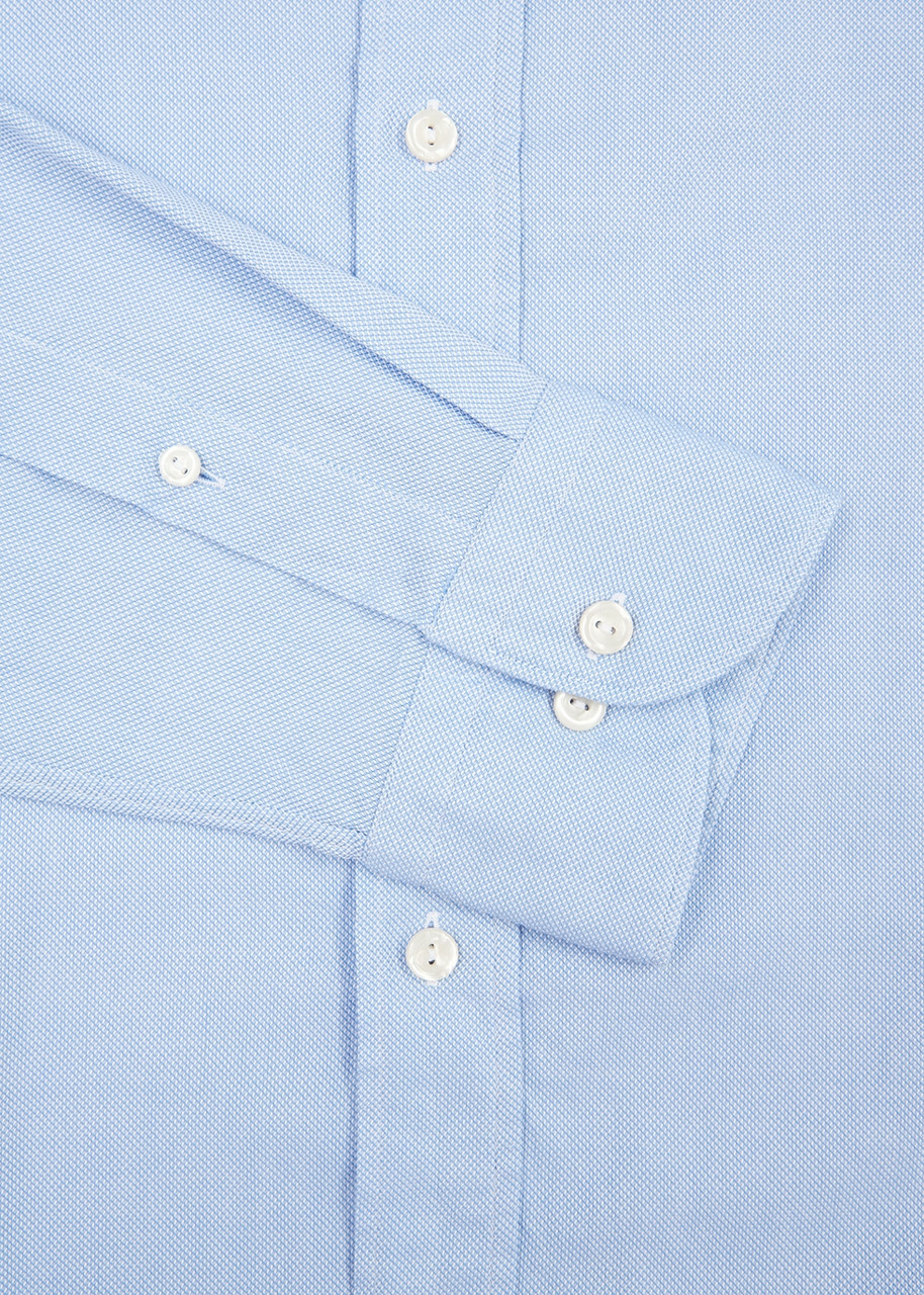Eton Blue Piqué Cotton Oxford Shirt