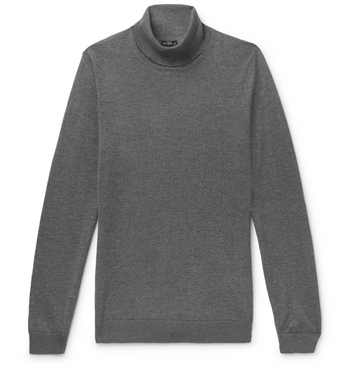 Photo: Hugo Boss - Slim-Fit Virgin Wool Rollneck Sweater - Gray