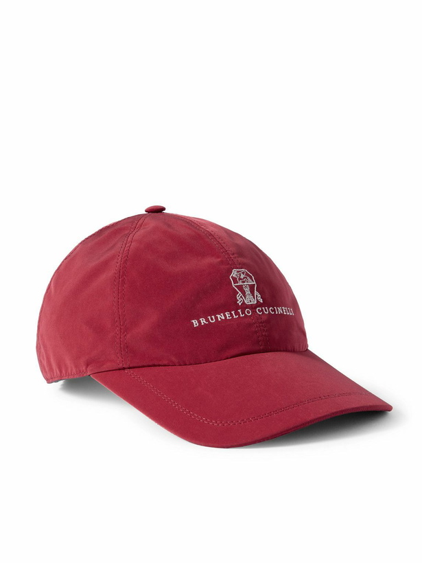 Photo: Brunello Cucinelli - Logo-Embroidered Cotton-Twill Baseball Cap - Red