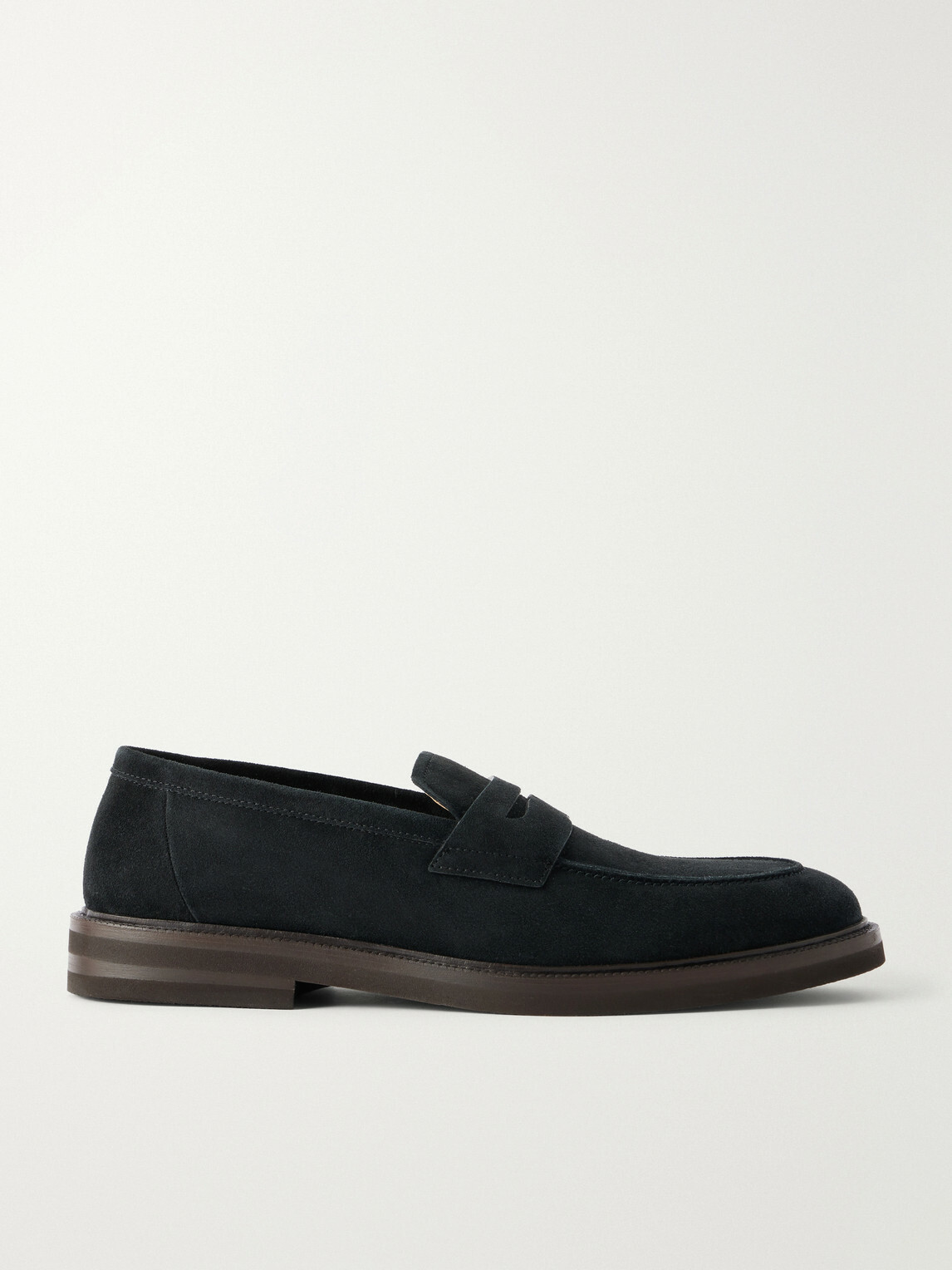 Brunello Cucinelli - Flex Suede Penny Loafers - Black