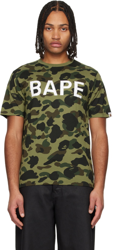 Photo: BAPE Green 1st Camo Rhinestone Logo T-Shirt