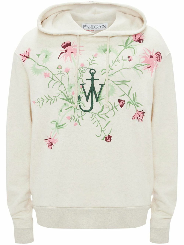 Photo: JW Anderson Neutral Floral-Embroidered Cotton Hoodie