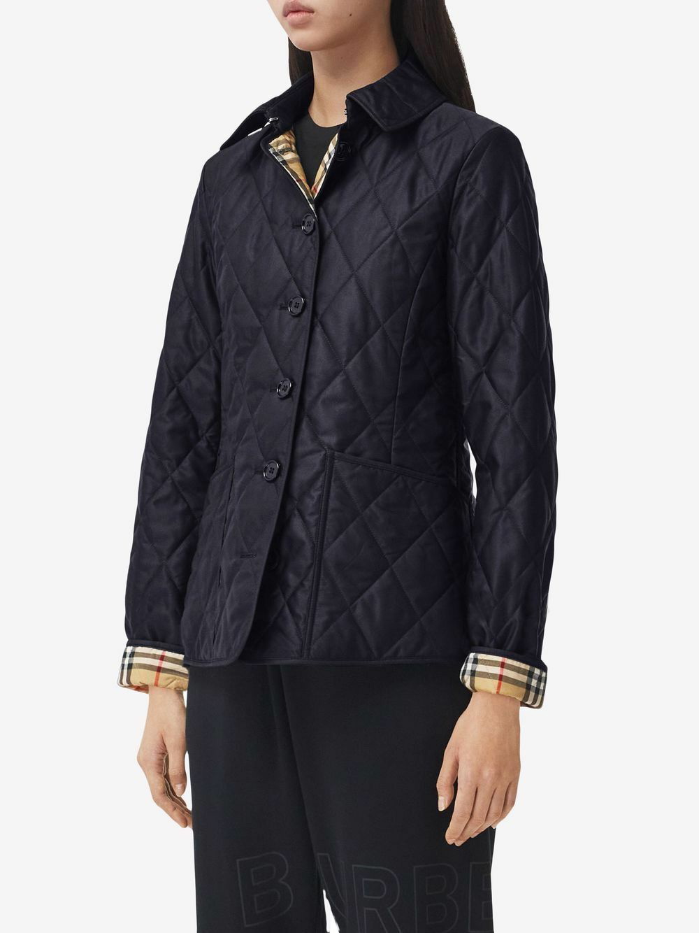 BURBERRY - Check Motif Quilted Jacket