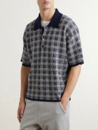 The Elder Statesman - Checked Cashmere Polo Shirt - Blue