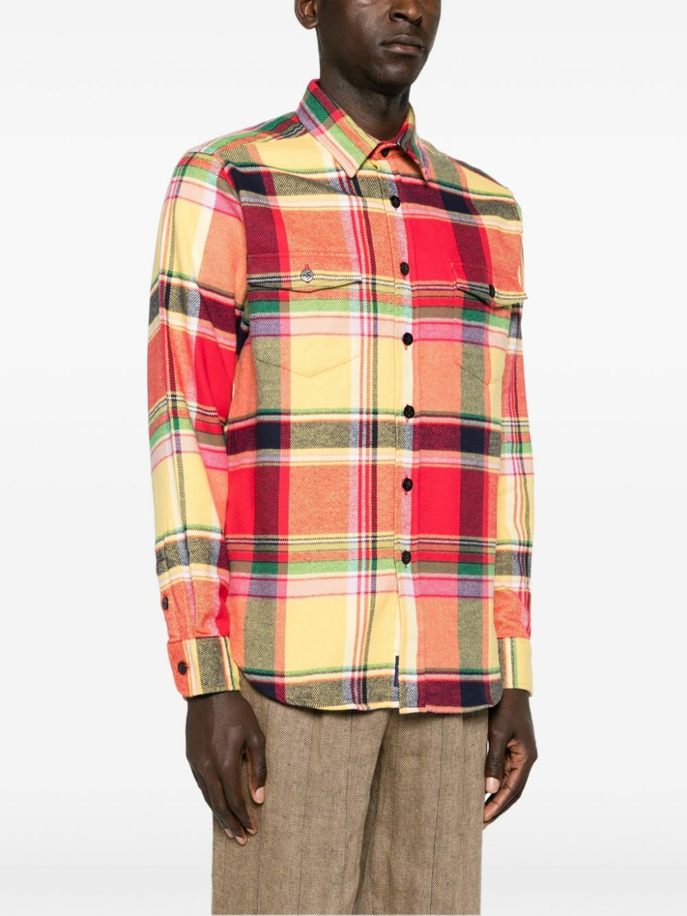 NOAH NY Yellow Plaid-Check Flannel Shirt Noah NYC