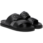 Ferragamo Black Gancini Ornament Slide Sandals