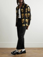 Wacko Maria - Straight-Leg Pleated Cotton-Twill Trousers - Black