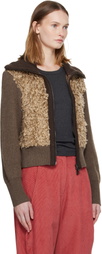 Andersson Bell Brown & Beige Fur Combo Knit Cardigan