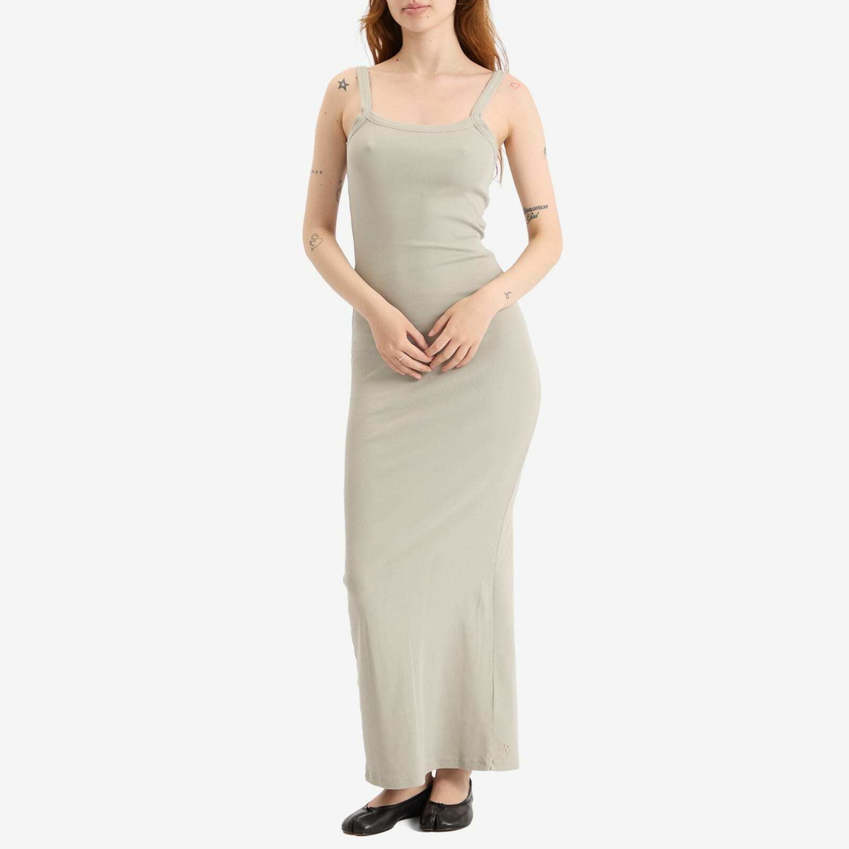 Represent Women's Initial Baby Rib Maxi Dress in Storm