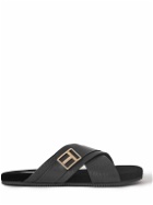 TOM FORD - Wicklow Logo-Embellished Smooth and Textured-Leather Slides - Black