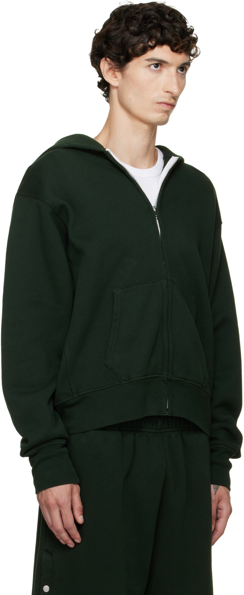 Les Tien Green Heavyweight Zip Hoodie