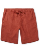 LORO PIANA - Slim-Fit Linen Drawstring Bermuda Shorts - Burgundy - L