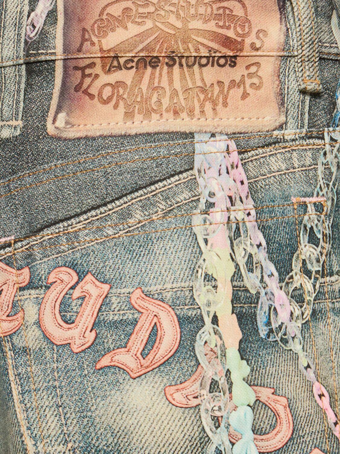 ACNE STUDIOS Judda Tlo Kawaii Keychains Denim Shorts Acne