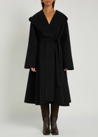 Alaïa Belted Hooded Wool Wrap Coat Black