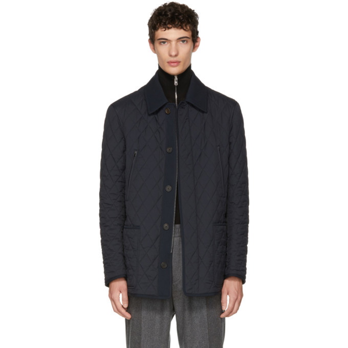 Photo: Brioni Reversible Blue Quilted Field Jacket
