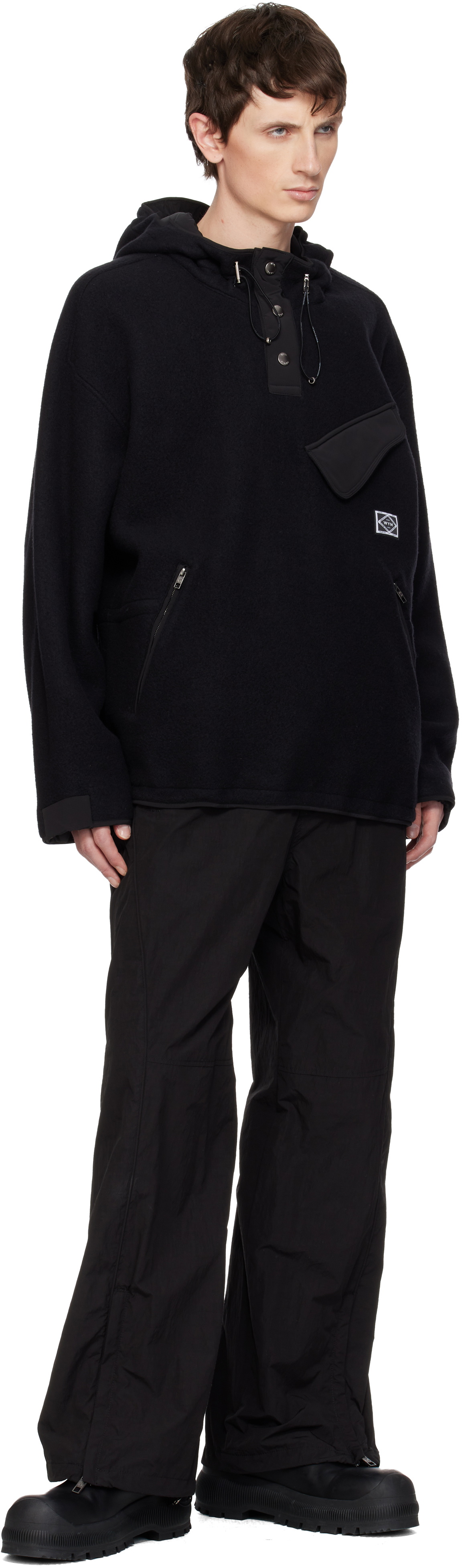 WOOYOUNGMI Black Logo Patch Hoodie Wooyoungmi
