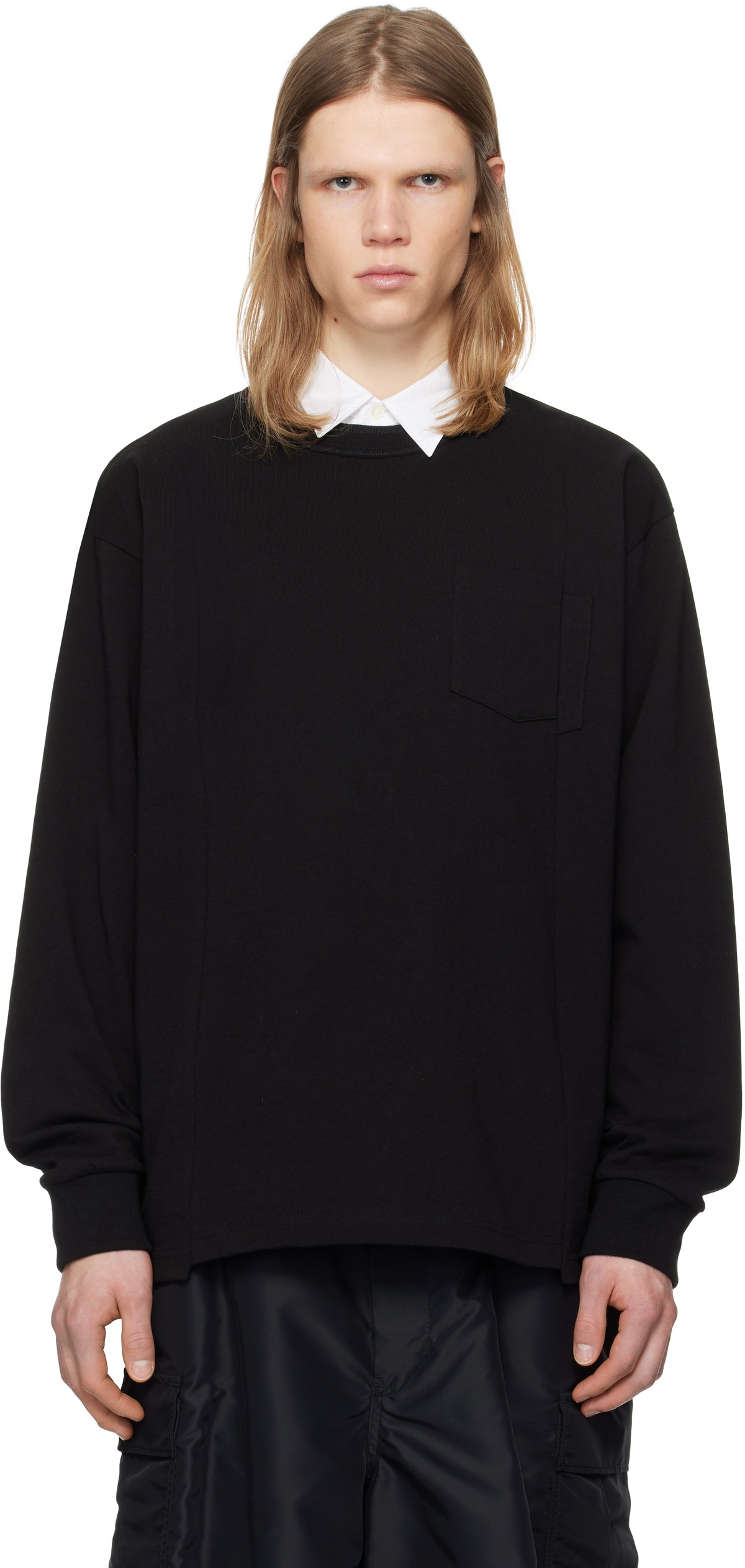 sacai Black Cotton Jersey L/S T-shirt Sacai