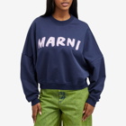 Marni Women's Logo Crew Sweat in Blue Kyanite