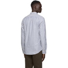 Schnaydermans Off-White and Blue Brushed Cotton Striped Shirt