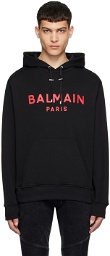Balmain Black Paris Print Hoodie