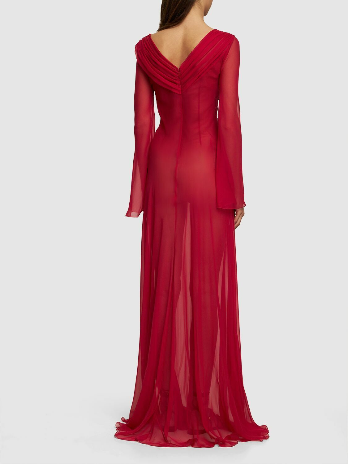 ワンピース A FERRETTI LONG DRESS IN GRADIENT-EFFECT CHIFFON Alberta Ferretti Chiffon Dresses for Women | Lyst
