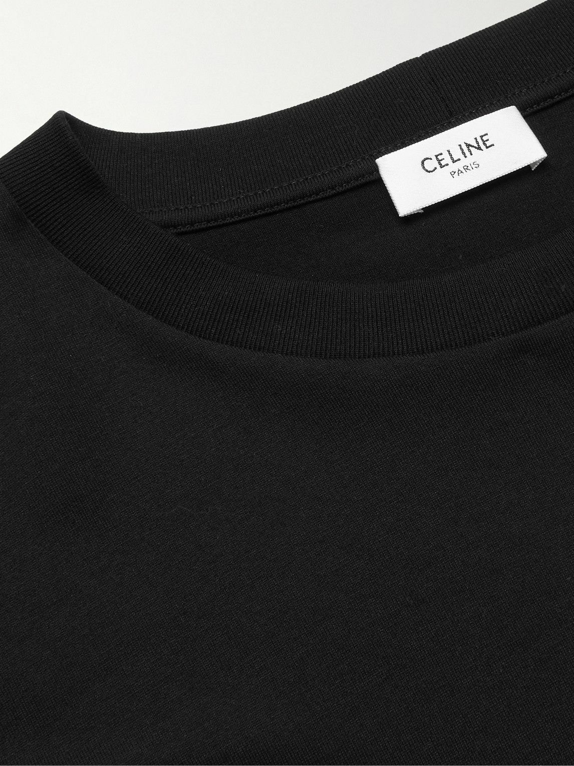 CELINE - Logo-Print Cotton-Jersey T-Shirt - Black