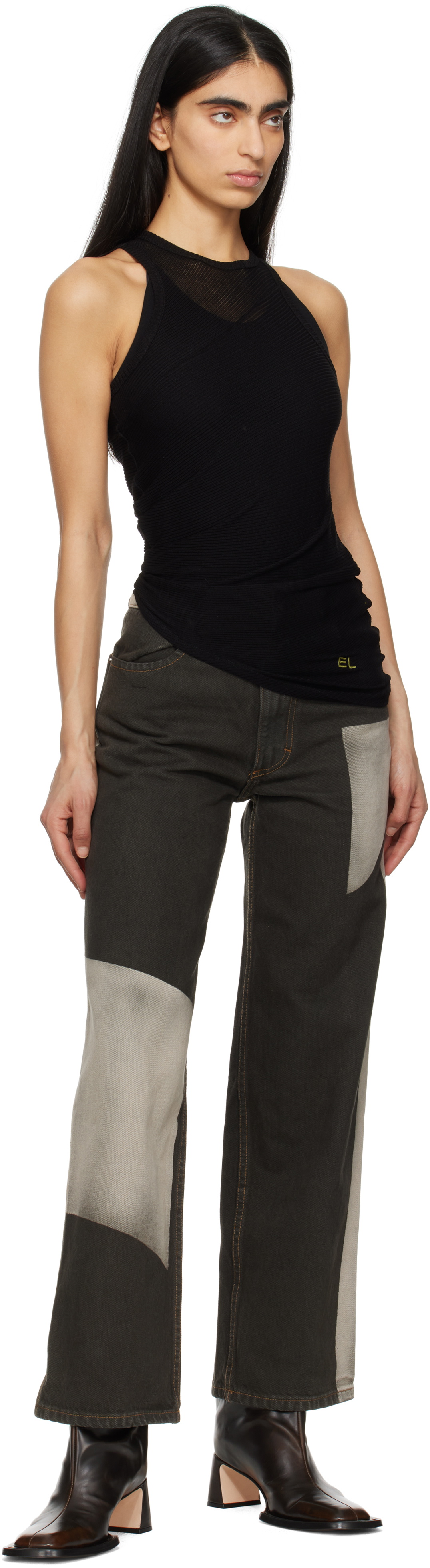 Eckhaus Latta Black Spiral Tank Top