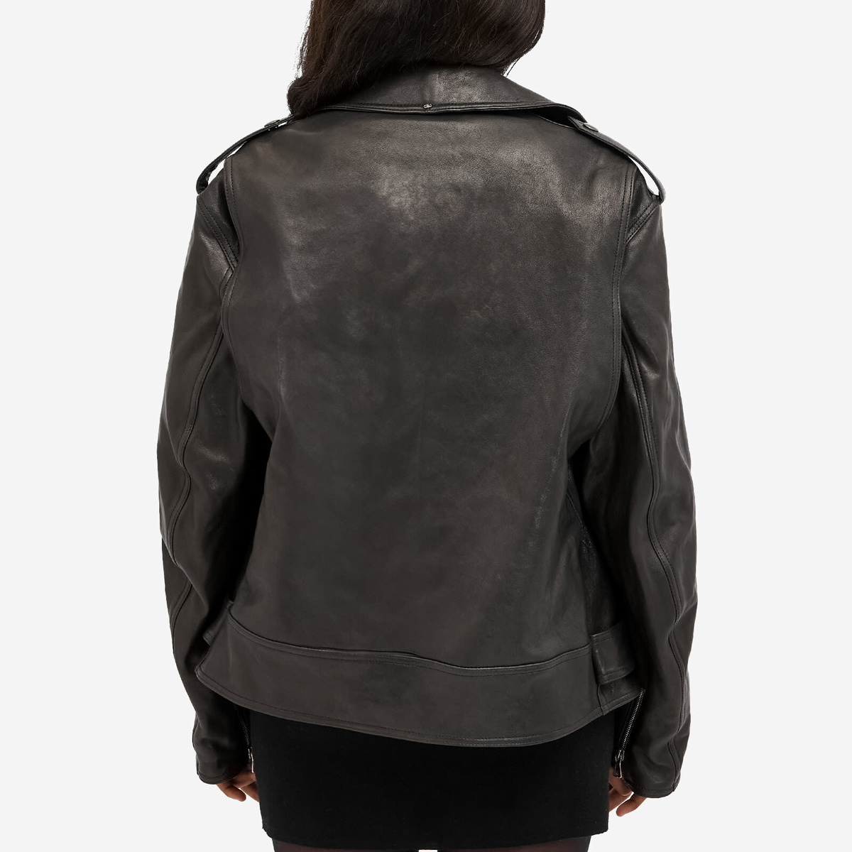 Sportmax Women's Samanta Leather Biker Jacket in Black