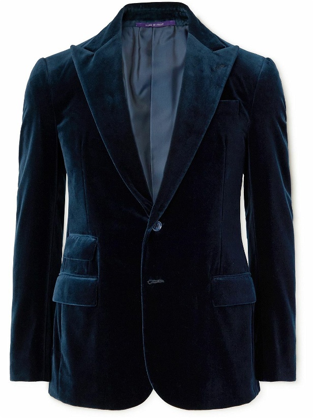 Photo: Ralph Lauren Purple label - Kent Cotton-Velvet Tuxedo Jacket - Blue