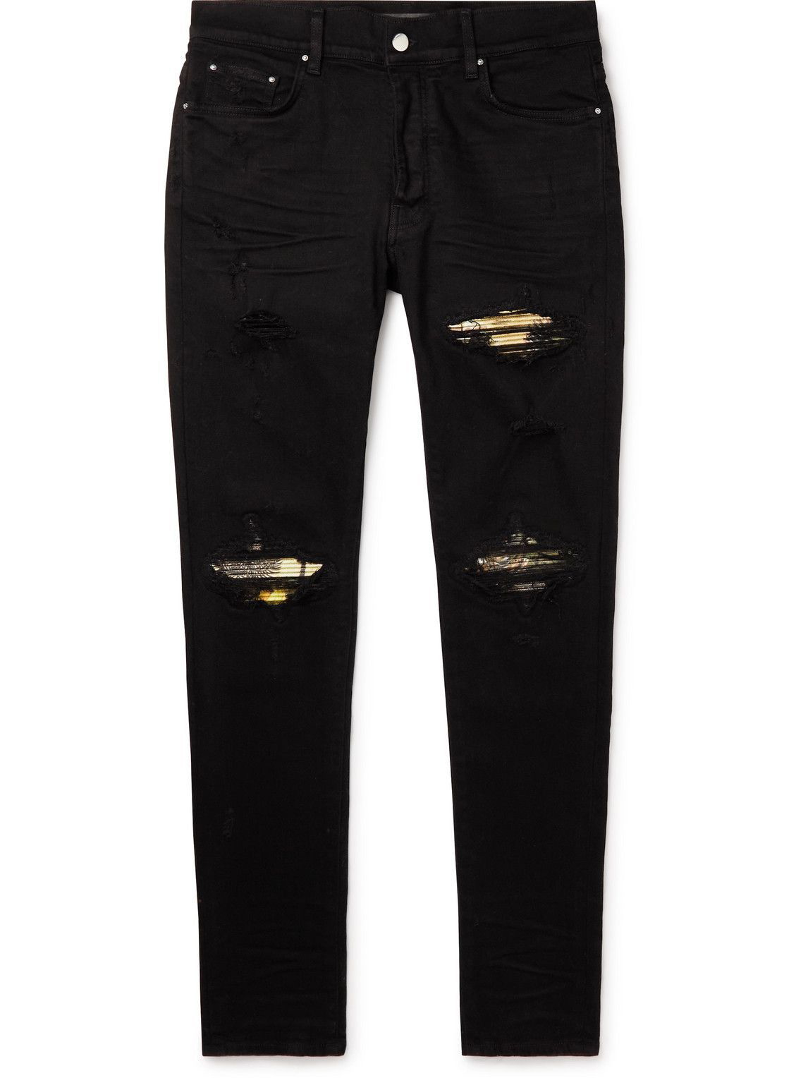 AMIRI - MX1 Panelled Distressed Skinny Jeans - Black