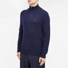 Polo Ralph Lauren Men's Half Zip Cable Knit Jumper in Hunter Navy