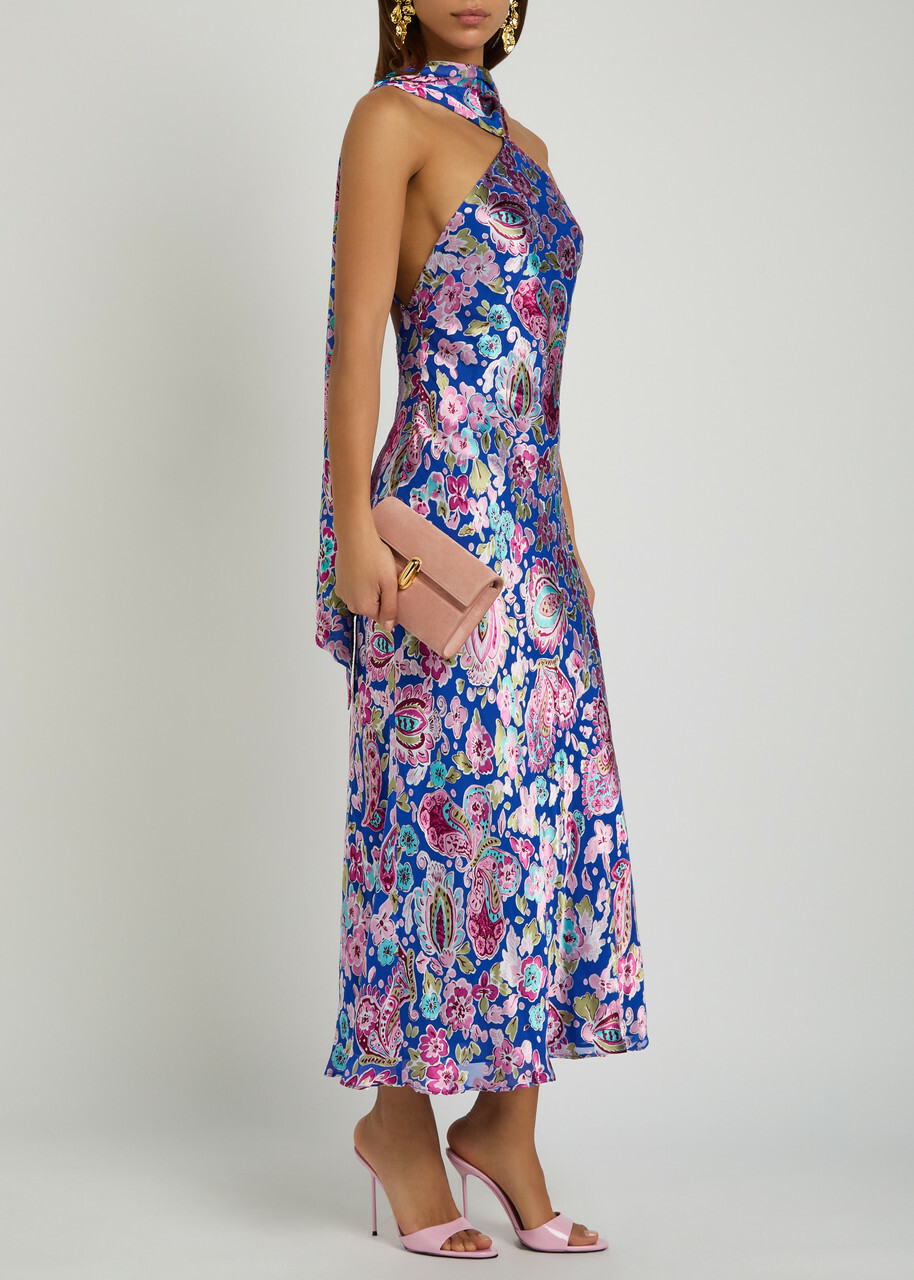 Rixo Hayley Scarf-effect Devoré Maxi Dress Multicoloured