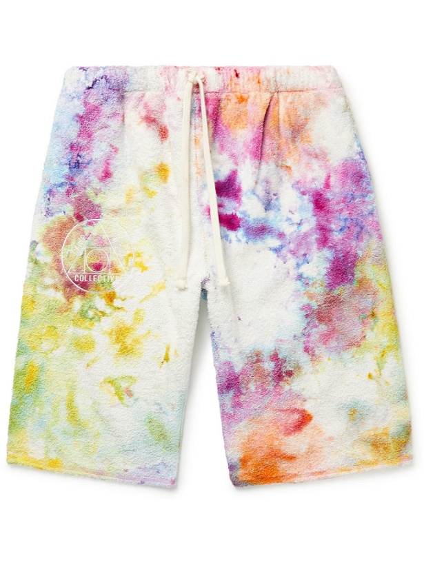 Photo: Camp High - Transcendence Logo-Embroidered Tie-Dyed Cotton-Terry Drawstring Shorts - Multi