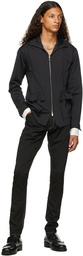 Sulvam Black Over-Lapping Zip-Up Sweatshirt