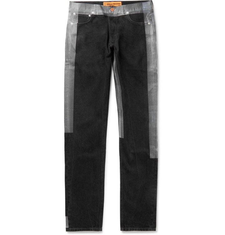 Photo: Heron Preston - Slim-Fit Logo-Detailed Taped Denim Jeans - Black