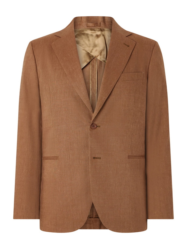 Photo: Frescobol Carioca - Paulo Linen and Virgin Wool-Blend Suit Jacket - Brown